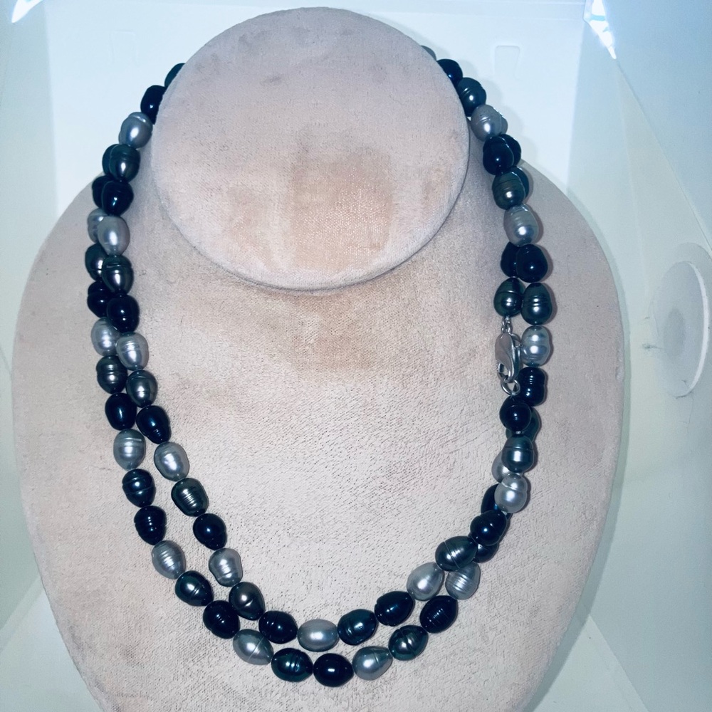 HONORA 36 “ Tuxedo Black & White Cultured Pearl Necklace